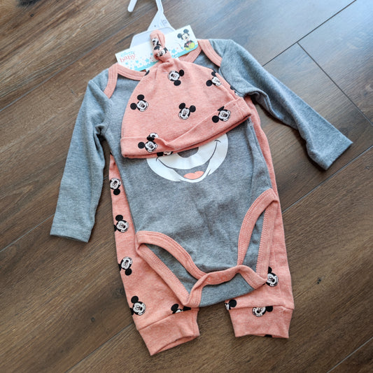 Set 3 piezas Mickey mouse Disney 6/9 meses