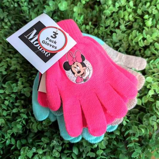 3-pack guantes niña Minnie mouse